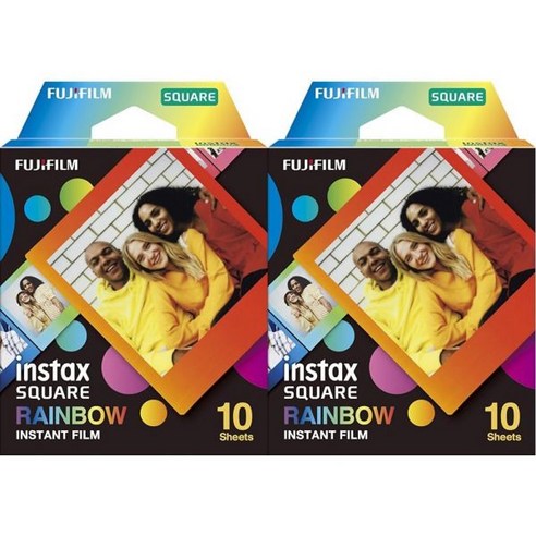 카메라 필름 후지필름 인스탁스 스퀘어 트윈팩 익스포저 20개, 10 Count (Pack of 2)_Rainbow