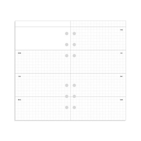 데이스테이션 6공 A6 B6 다이어리 바인더 주간계획 위클리 속지, 120g, 12. 시간관리 넓은 15h hirakuno속지