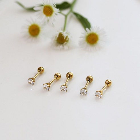 미다미 [5P세트] 3/4/5mm 클리어 크리스탈 큐빅 피어싱세트