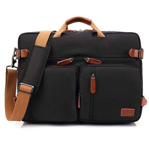 AFBEST 15인치 노트북 가방 대용량 비즈니스 핸드백 메신저백 학생용 및 출장용, 검은 색