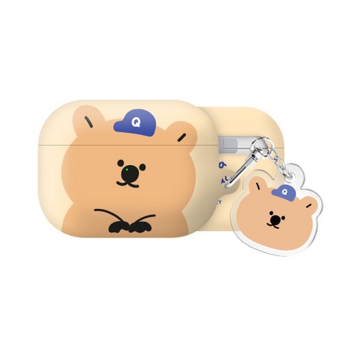 쿼카 모자 에어팟 시리즈 하드 케이스 키링 세트, 블루, AirPods Pro(2세대)