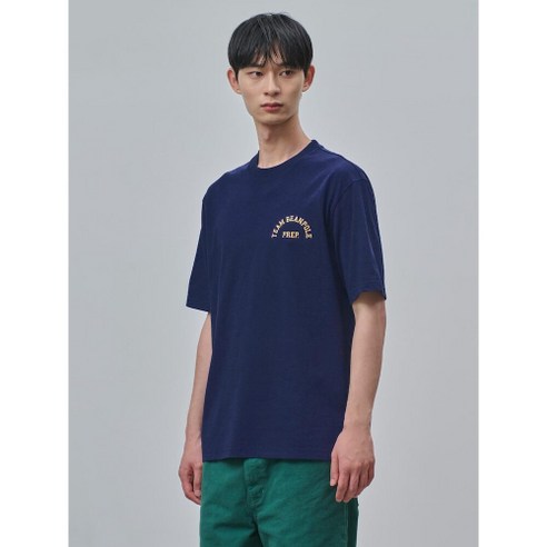 정품 빈폴 캐주얼한 멋 팀 그래픽 라운드넥 티셔츠 블루 (BC4442C45P) 모던 고급스러움 데일리룩