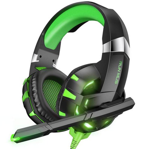 ANKRIC 게임용 헤드셋 K2PRO 게임용 헤드셋 헤드 마운트 게임 온라인 게임 PS4 컴퓨터 유선 스테레오 헤드셋, RUNMUS 브랜드 블랙과 그린