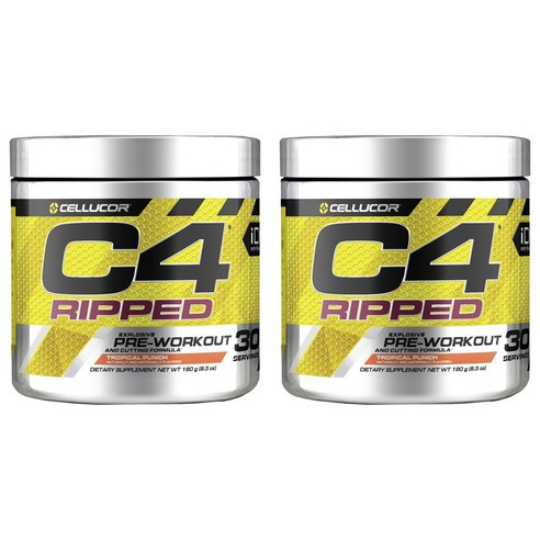 셀루코어 C4 립드 프리-워크아웃 앤 커팅 포뮬러 트로피컬 펀치 맛, 180g, 2개