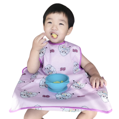 벨베이비 식탁일체형 방수 턱받이 나시 완전커버 오리지날, (리뉴얼)보라양, 1개, 1개