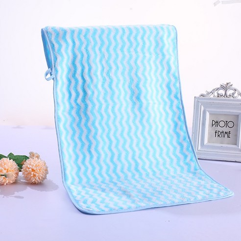 ZZJJC 코랄 타월 극세사 타월 드라이물수건, 75*35cm 【카드지], 물결블루