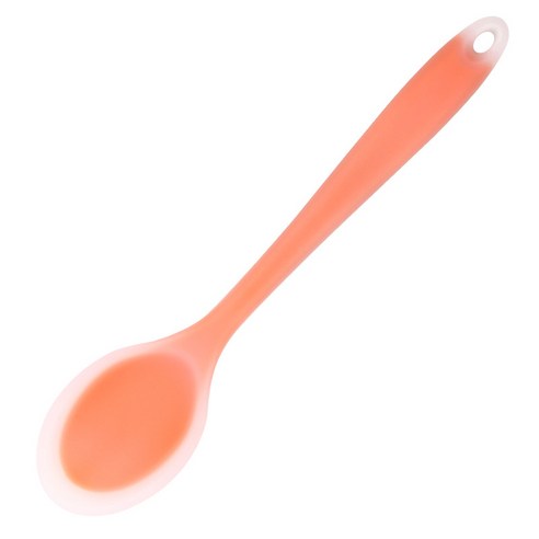 Gequ큰 실리콘 숟가락 일체식 수프 숟가락 믹서 숟가락 샤브샤브 숟가락 요리 숟가락 주방 도구, 반투명 오렌지