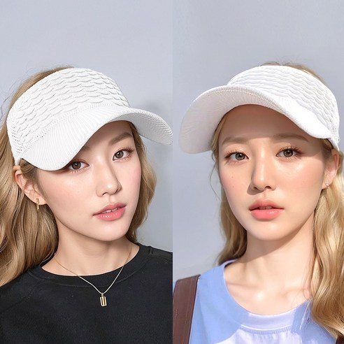더간다 여름 여성 자외선차단 썬캡 니트썬캡 골프썬캡 스포츠 모자, 1개, 주름화이트