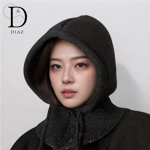 디아즈 후플러 여성 니트 바라클라바 후드 넥워머 겨울 모자, 아이보리, 1개