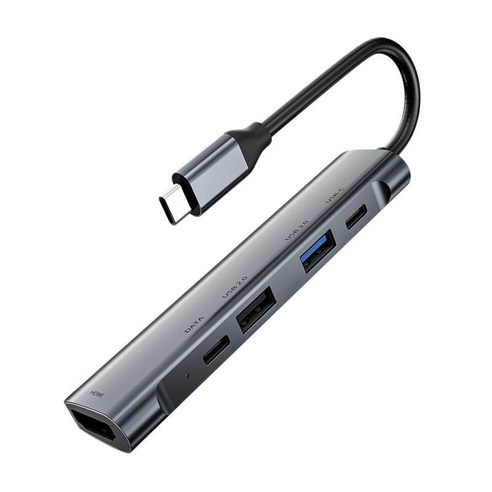 새로운 USB Type C 허브 4K HDMI 허브 어댑터 케이블 독 확장, 회색, 148X67X16mm, 합금