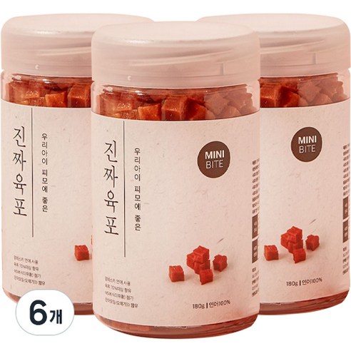진짜육포 강아지 간식 져키 180g, 연어 미니바이트, 6개