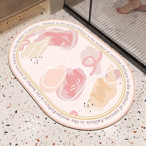 ZZJJC 실리카 쿠션 욕실 화장실 흡수문 발받침 화장실 미끄럼 방지 속건지 가정용 문받침담요, 연분홍 이백, 40x60cm [초흡속건]