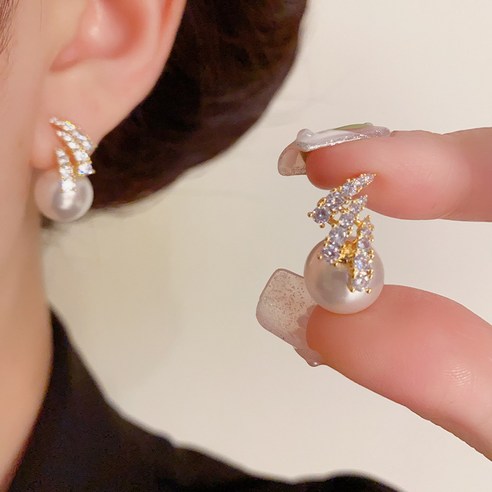 ANYOU 14k 진주귀걸이 큐빅 925은침 피어싱 XEHR221 ANYOU 14k 진주귀걸이 큐빅 925은침 피어싱 XEHR221