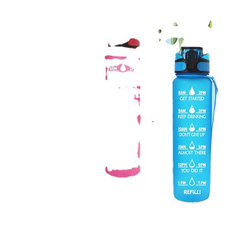 ANKRIC 물컵 1000ML 피트니스 여행 바운스 커버 물병 젖빛 공간 컵 대용량 야외 식사, 빨간색