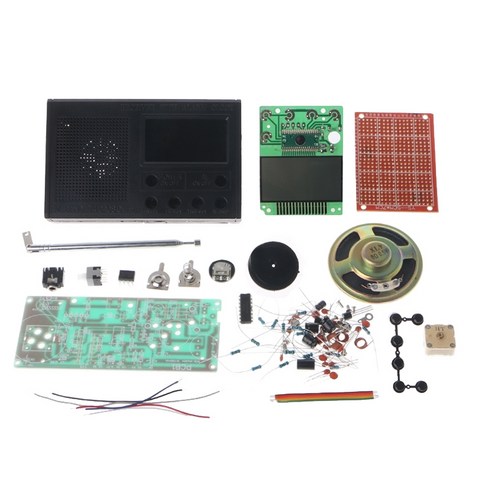 AFBEST DIY LCD FM 라디오 키트 전자 교육 학습 제품군 주파수 범위 72-108.6MHz(블랙), black