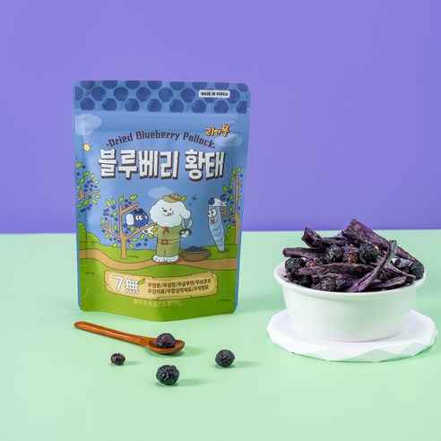 [리앤폴 블루베리황태] 강아지 황태 간식 무염 수제 100% 천연재료, 1개, 15g, 동결건조 블루베리 포함