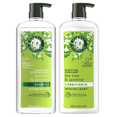 Herbal Essences 클리어라이징 샴푸 및 정화 컨디셔너 티트리 재스민 600ml 번들허벌에센스, 1개