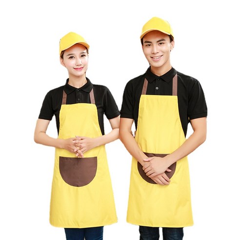 ANKRIC 주방 식당 종업원 더러움 방지 앞치마 원피스앞치마, 노랑