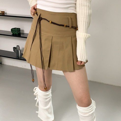 블루씨티 빈티지룩 에스닉 매듭 우드비즈 구슬 핸드메이드 끈 벨트