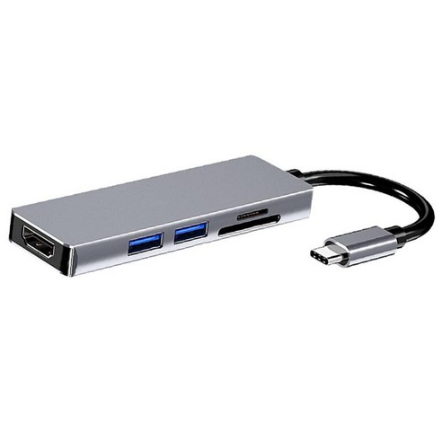Royalways USB3.0 허브 5합1포트 USB허브 HUB/SD TF 카드 변환기, 회색, 11 × 28 × 9.4mm, 알루미늄 합금