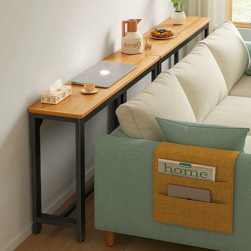 베란다 좁고긴 폭좁은 테이블 쇼파뒤 책장 침대옆, 1단 80x20cm 우드 + 검정색 프레임