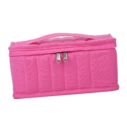 에센셜 오일 보관 가방 컨테이너 주최자 여행용 홀더 손잡이가 있는 휴대용 매니큐어 보관 상자 38+1 그리드, 분홍색, 25.5x16.5x11cm, 면