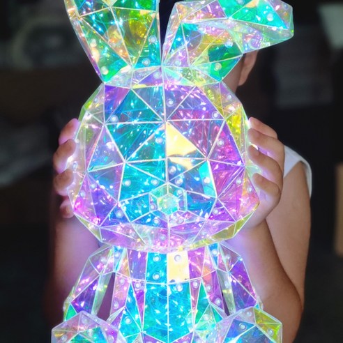 [오케이나우ㅣ강추] 토끼 LED 홀로그램 인테리어조명: 침실과 거실에 평화와 아름다움을 더하는 마법 같은 경험 [OKNOWㅣ추천상품]