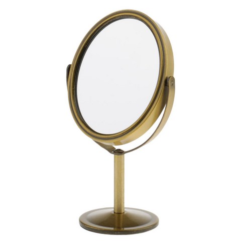 360 ° 회전 배율 양면 회전 화장품 거울 3 ''''메이크업 스탠드 테이블 거울, 금속 유리, 청동