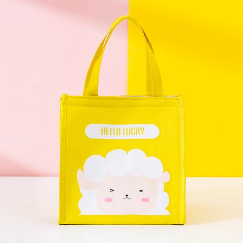 DFMEI 도시락 가방 캔버스 두꺼운 보온 가방 도시락 가방 방수 대용량 토트 백, DFMEI Lele Lamb 방수 단열재