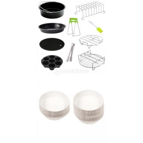 에어프라이어 액세서리 케이크 바구니 및 100Pcs 에어프라이어 일회용 종이 라이너, 기타, 여러 가지 빛깔의, 탄소강