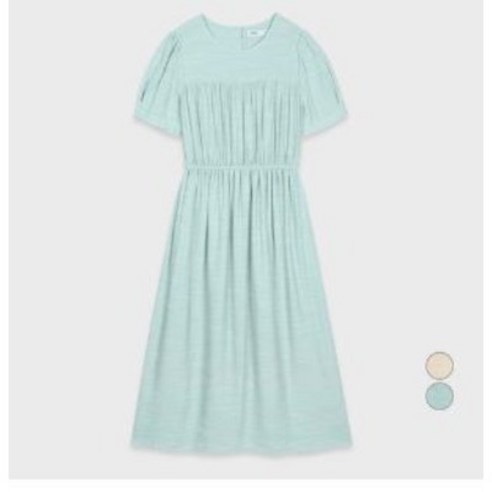 미쏘 라운드넥 셔링 롱 원피스