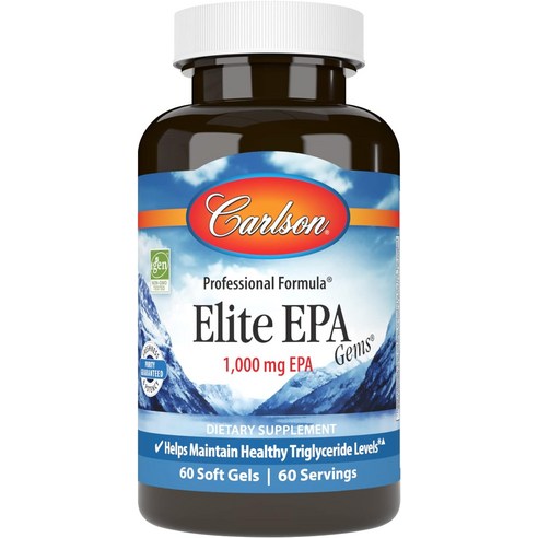 Carlson - Elite EPA Gems 1000 mg 피쉬 오일 야생에서 포획한 노르웨이 보충제 지속 가능한 공급 건강한 트리글리세리드 수치 유지에 도움 60 소프트젤, [02] 120개(1팩), 120정