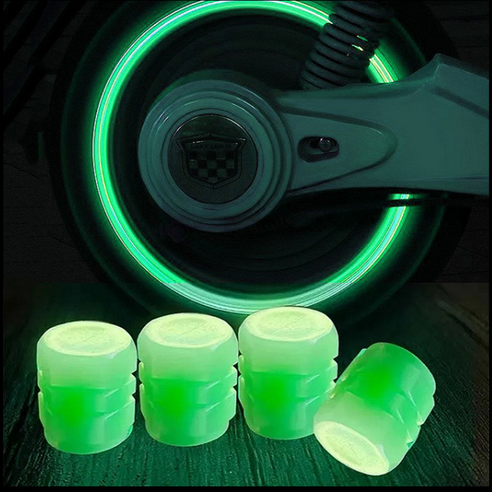 전차종 타이어 야광 밸브캡 4pcs 자동차 오토바이 자전거 킥보드 꾸미기 에어캡 공기주입구 커버 마개, 그린 4pcs, 1세트