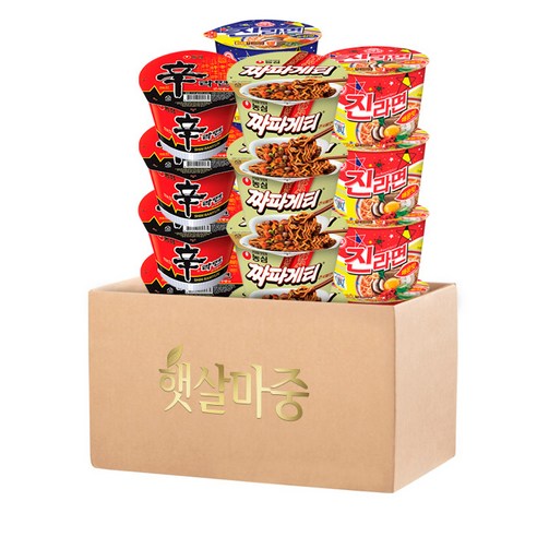[햇살마중] 농심+오뚜기 큰사발 컵라면 4종 ( 신라면114g + 짜파게티123g + 진라면매운맛110g + 진라면순한맛110g ) 각 4개씩, 1세트
