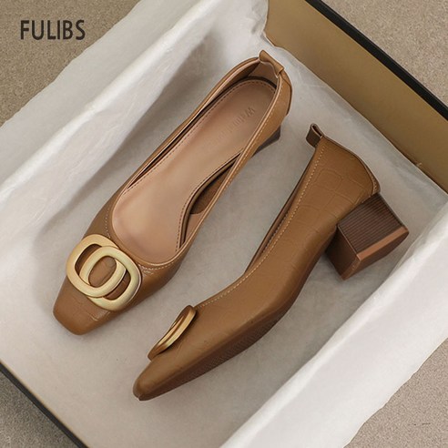 FULIBS 여성용 펌프스 미들힐구두 4cm 빅사이즈 여성단화 220-265
