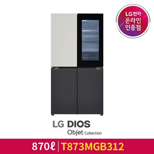 [LG][공식인증점] LG 디오스 오브제컬렉션 노크온 냉장고 T873MGB312, 폐가전수거없음, 폐가전수거없음