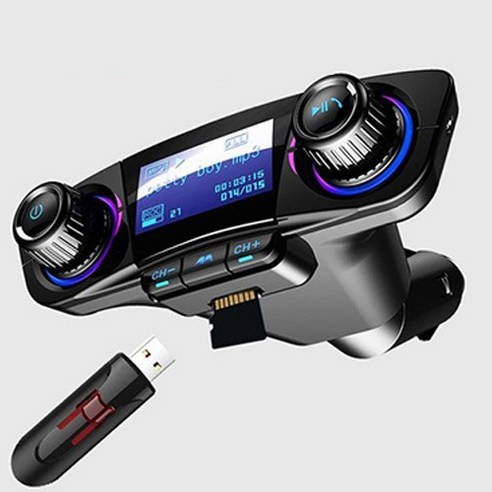 ELSECHO 자동차 MP3 블루투스 핸즈프리 2.1A 고속충전 TF USB 오디오 입력및출력 지원