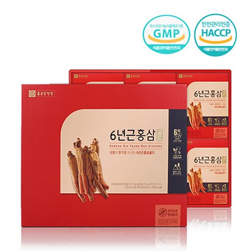 6년근 고려 홍삼정 스틱 진액 제품 선물 세트, 1개, 4. 종근당 6년근 홍삼액 60포 80ml