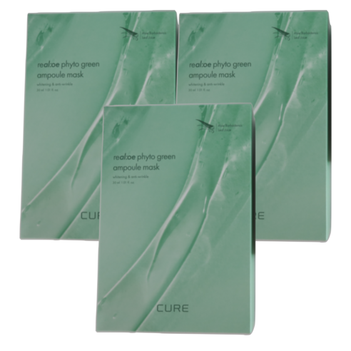 지친 피부에 생기를 불어넣는 마법, 김정문알로에 라 센스 로에 큐어 리알로에 피토 그린 앰플 마스크 김정문알로에팩
