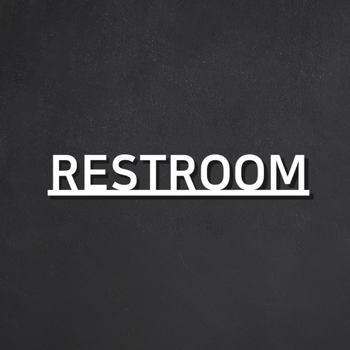 RESTROOM 화장실 표지판 문구 백색, 1개