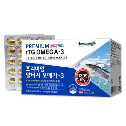 프리미엄 rTG 알티지 오메가3 6개월분, 180정, 2개