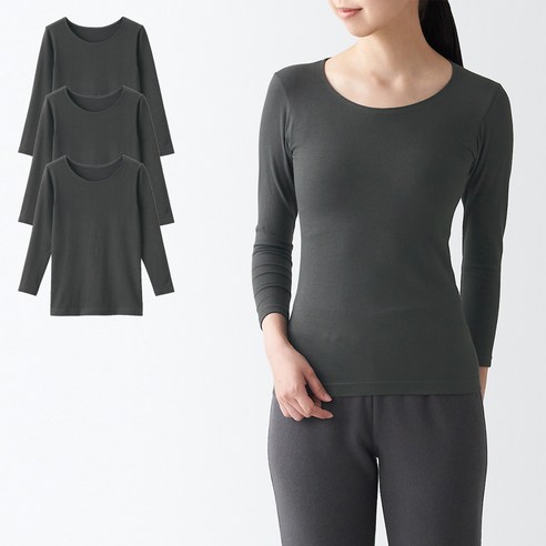 무인양품 MUJI 여성 면 9부소매 티셔츠 4장 FCD49ZZZ