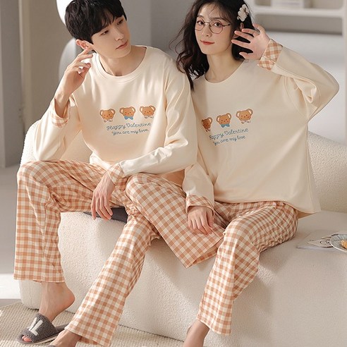 긴팔 커플 홈웨어 LL커플발렌SET