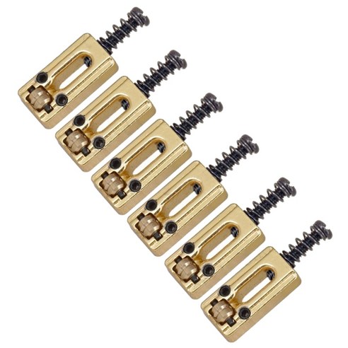 6Pcs 기타 브릿지 롤러 안장 전기 기타 교체 브릿지 안장 교체 트레몰 안장 내구성, 골드, 6개