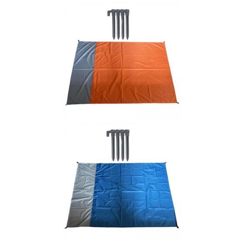 캠핑 하이킹을위한 2Pcs 접이식 캠핑 매트 매트리스, 오렌지 다크 블루, 폴리에스터