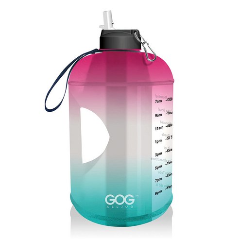 DFMEI 뉴 1갤런 스포츠 주전자 3.78L 빨대컵 그라데이션 컵 대용량 세대외행 주전자, 푸른 색_3.78L