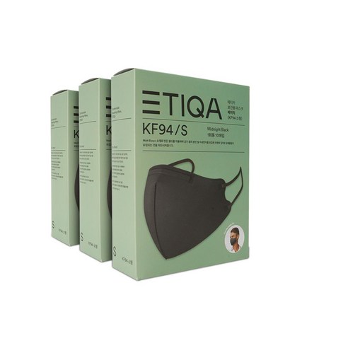 에티카 KF94 보건용 마스크 베이직 검정색 소형 10매 X 3박스 총30매, 에티카 베이직 블랙 소형 3박스
