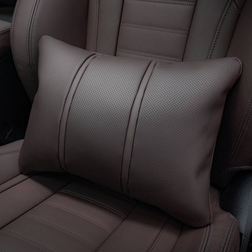 천연 나파 가죽 자동차 허리 등 쿠션 SORONA BMW 벤츠 볼보 차량용, 1개, 모카브라운