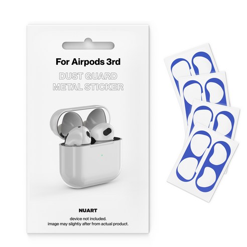 누아트 메탈 철가루 방지스티커 4개입, 에어팟3세대, 블루