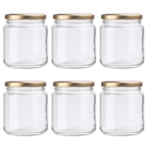 가인글로벌 고추장700 원형 유리병 러그캡 골드, 6개, 610ml